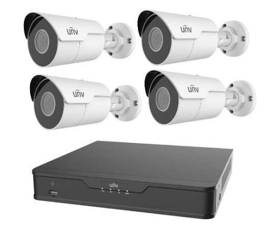 Uniview UNV 4MP 4-канальный комплект видеонаблюдения с PoE (NVR + 4 bullet камеры)