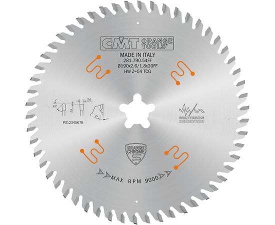 Universālais griešanas disks CMT 281; 190X2,6X20; Z54; 4°