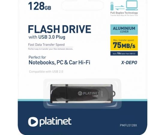 Platinet X-DEPO PMFU3128X 128GB USB 3.0 Флеш Память Черная