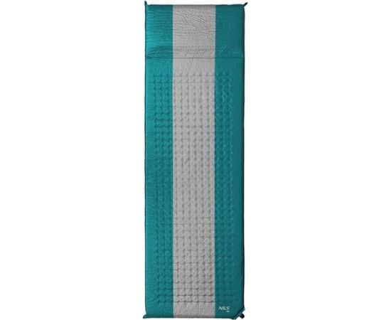 Pašpiepūšamais paklājiņš ar spilvenu NC4340 TURQUOISE-GREY SELF-INFLATING MAT NILS CAMP