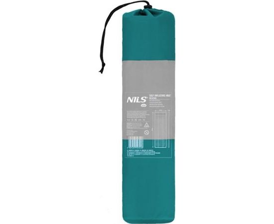 Pašpiepūšamais paklājiņš ar spilvenu NC4340 TURQUOISE-GREY SELF-INFLATING MAT NILS CAMP