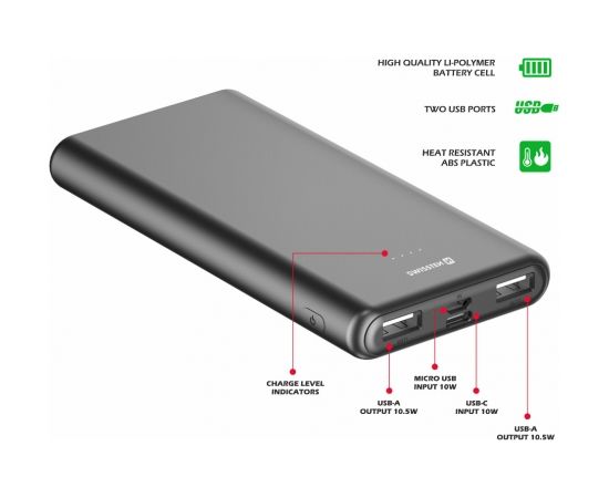 Swissten WORX II Power Bank Переносная зарядная батарея 2x USB-A / USB-C / Micro USB / 10000 mAh