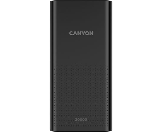 CANYON PB-2001, Power bank 20000mAh Li-poly battery, Input 5V/2A , Output 5V/2.1A(Max), 144*69*28.5mm, 0.440Kg, Black