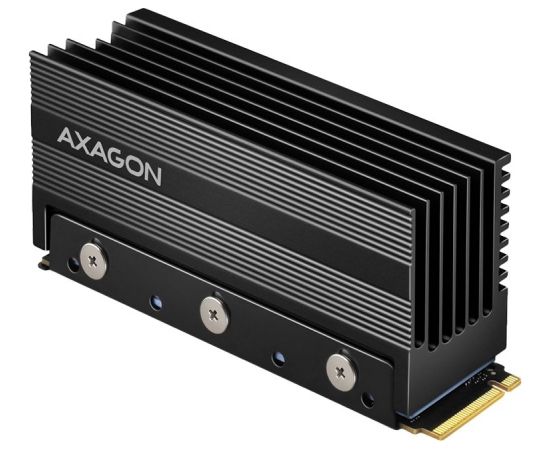 Axagon Passive aluminum heatsink for single-sided and double-sided M.2 SSD disks, size 2280, height 36 mm.