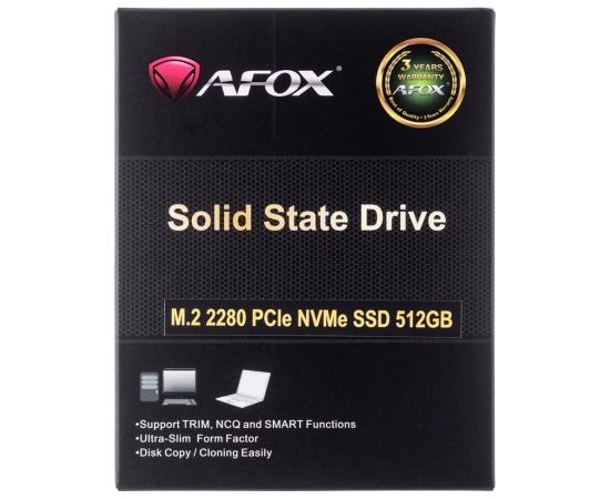AFOX SSD M.2 PCI-EX4 512GB INTEL TLC 1,7 GB/S NVME SSD Cietie Diski (Solid state drive)