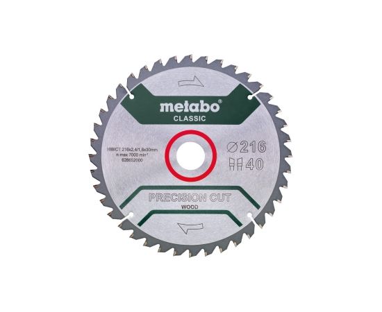 Griešanas disks kokam Metabo PRECISION CUT WOOD - CLASSIC; 216x30 mm; Z40; 5°