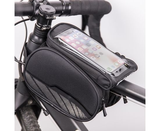 OEM Waterproof bicycle frame bag with a removable phone case black