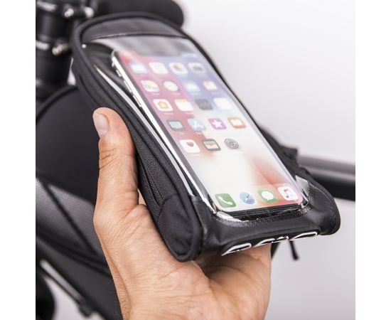 OEM Waterproof bicycle frame bag with a removable phone case black