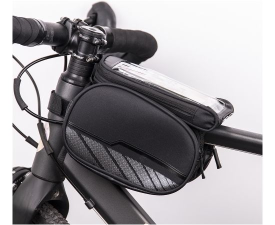 OEM Waterproof bicycle frame bag with a removable phone case black