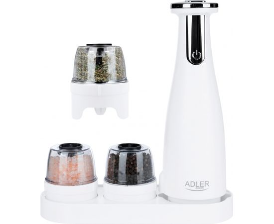 Adler Electric Salt and pepper grinder AD 4449w 7 W, Housing material ABS plastic, Lithium, Matte White