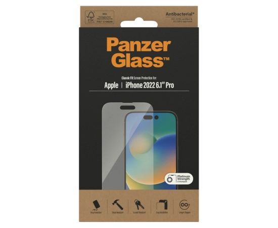 PanzerGlass Screen protector, Apple, iPhone 14 Pro, Glass, Transparent