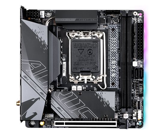 Gigabyte B760I AORUS PRO 1.0 Processor family Intel, Processor socket  LGA1700, DDR5 DIMM, Memory slots 2, Supported hard disk drive interfaces 	SATA, M.2, Number of SATA connectors 2, Chipset Intel B760 Express, Mini-ITX