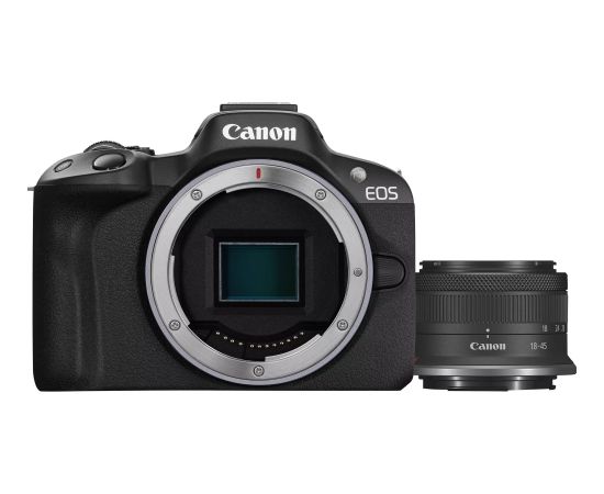 Canon EOS R50 + RF-S 18-45mm F4.5-6.3 IS STM (SIP) Megapixel 24.2 MP, Image stabilizer, ISO 32000, Display diagonal 2.95 ", Wi-Fi, Video recording, Automatic, manual, CMOS, Black