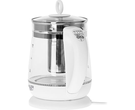 Adler Kettle AD 1299 Electric, 2200 W, 1.5 L, Glass/Stainless steel, 360° rotational base, White