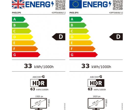 Philips 	43PFS6808/12 43" (108 cm), Smart TV, FHD, 1920x1080, Wi-Fi,  DVB-T/T2/T2-HD/C/S/S2