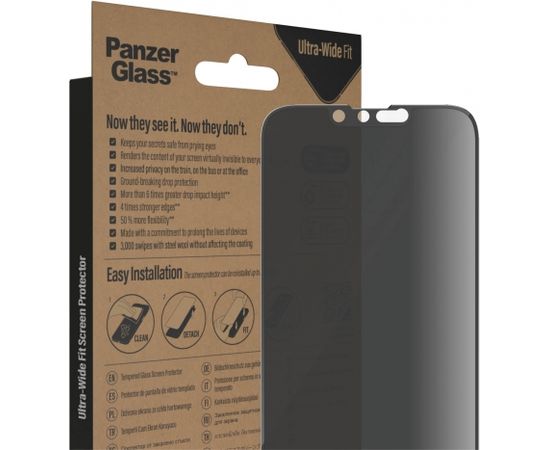 PanzerGlass Screen protector, Apple, iPhone 14/13/13 Pro, Glass, Black, Privacy