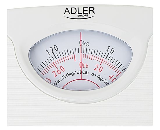 Adler Mechanical bathroom scale AD 8151w Maximum weight (capacity) 130 kg, Accuracy 1000 g, White