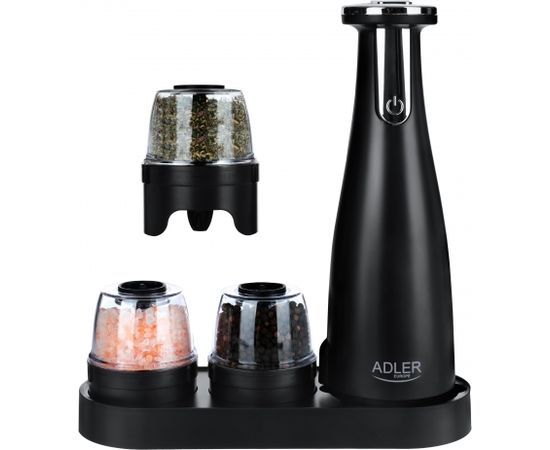 Adler Electric Salt and pepper grinder AD 4449b 7 W, Housing material ABS plastic, Lithium, Matte Black