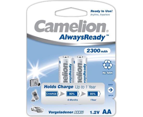 Camelion AA/HR6, 2300 mAh, AlwaysReady Rechargeable Batteries Ni-MH, 2 pc(s)