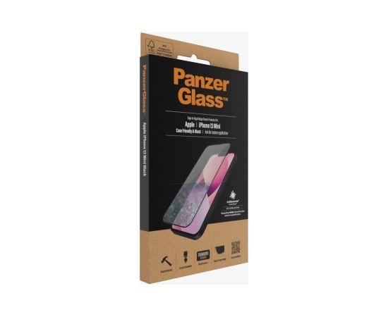 PanzerGlass Clear Screen Protector, Apple, iPhone 13 Mini, Tempered glass, Black