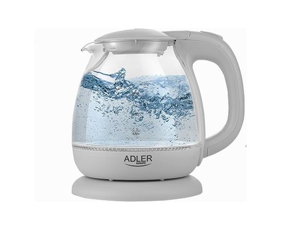 Adler Tējkanna AD 1283G Standard, 1100 W, 1 L, Plastic/Glass, Grey, 360° rotational base