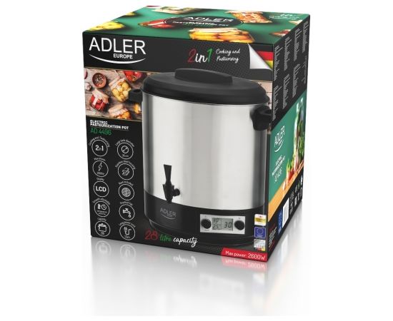 Adler Electric pot/Cooker AD 4496 Stainless steel/Black, 28 L, Lid included