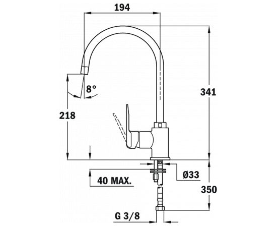 Sink Tap Teka IN 995 INCA, Black