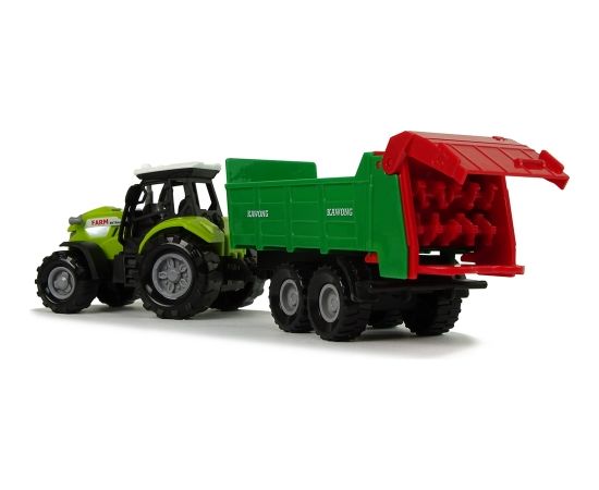 Traktors ar piekabi, zaļš