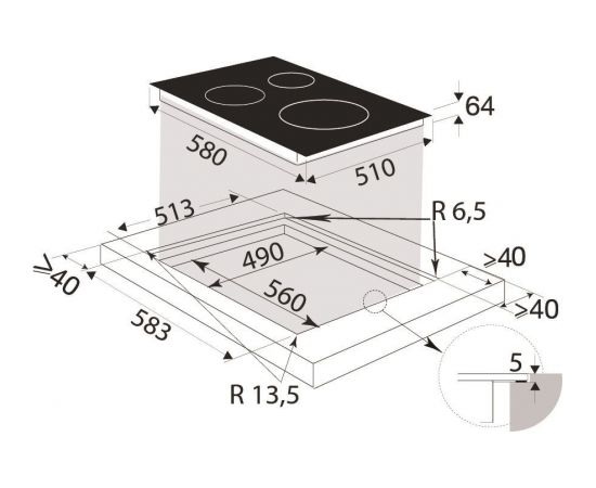 Induction hob Brandt BPI1638UW