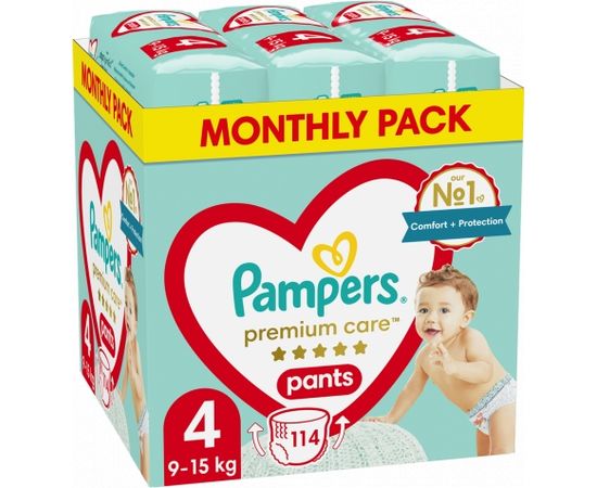 PAMPERS Premium Pants nappies Size 4, 9-15kg, 114pcs