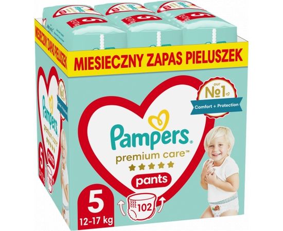 PAMPERS Premium Pants nappies Size 5, 12-17kg, 102pcs