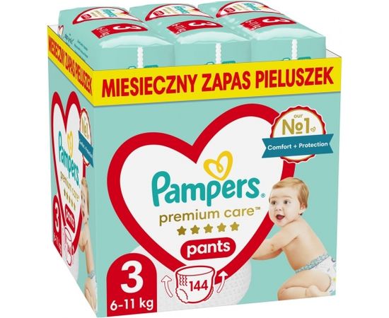 PAMPERS Premium Pants nappies Size 3, 6-11kg, 144pcs