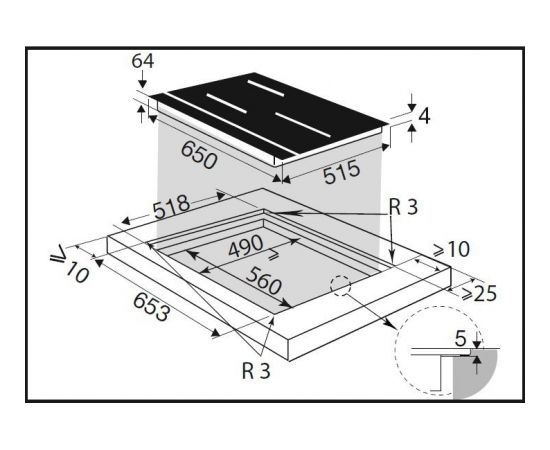 Built-in induction hob De Dietrich DPI7686BP