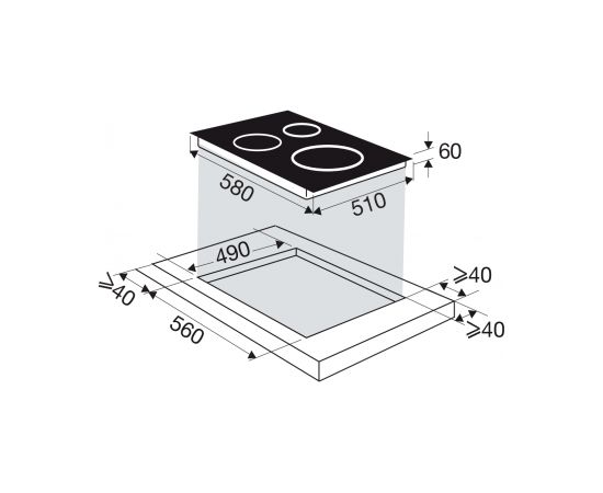 Induction hob Brandt BPI1638UB