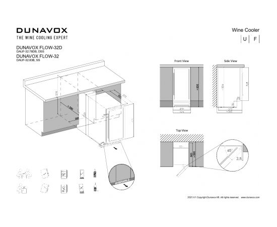 Wine cooler Dunavox DAU-F32.78DB