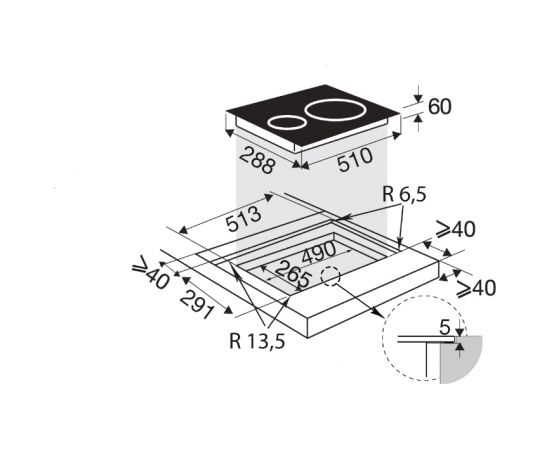 Induction hob Brandt BPI1621UB