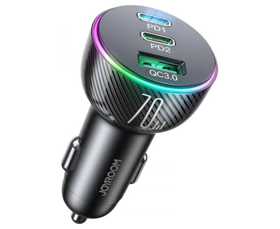 Car charger Joyroom JR-CL26, 2x USB-C PD, 1x USB 70W (black)