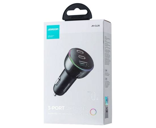 Car charger Joyroom JR-CL26, 2x USB-C PD, 1x USB 70W (black)