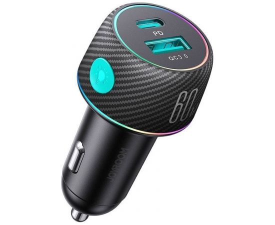 Car charger Joyroom CCN01, 1x USB QC3.0, 1x USB-C PD 60W (black)