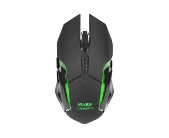 Mars Gaming MMW Bezvadu Spēļu Pele ar Papildus Pogām / RGB / 3200 DPI / Melna