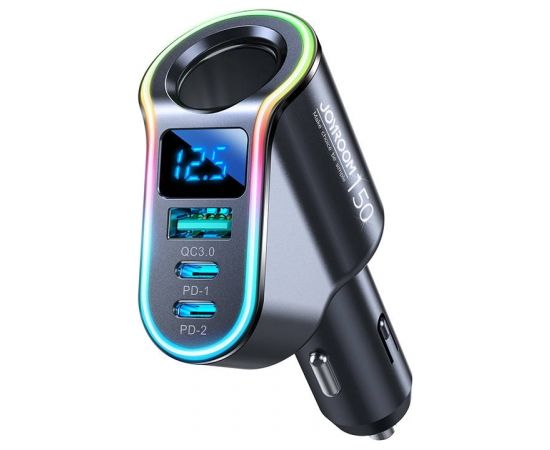 Car charger Joyroom JR-CL21, 4-in-1, 1x USB QC3.0, 2x USB-C PD 150W (black)