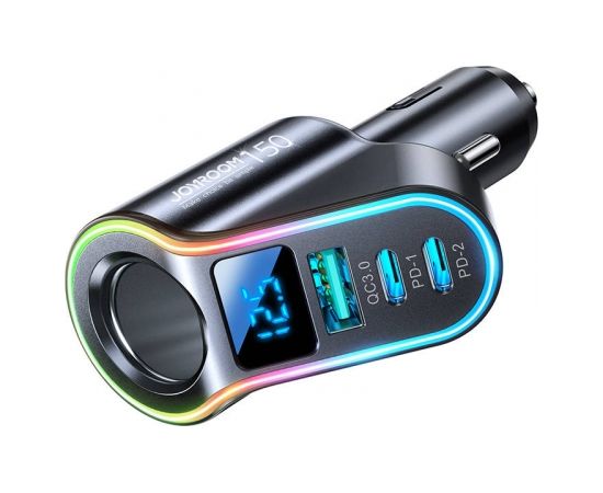 Car charger Joyroom JR-CL21, 4-in-1, 1x USB QC3.0, 2x USB-C PD 150W (black)