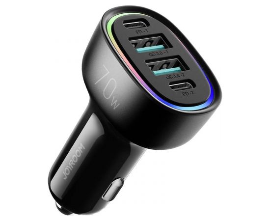 Joyroom JR-CL29 car charger, 2x USB-C PD, 2x USB 70W (black)