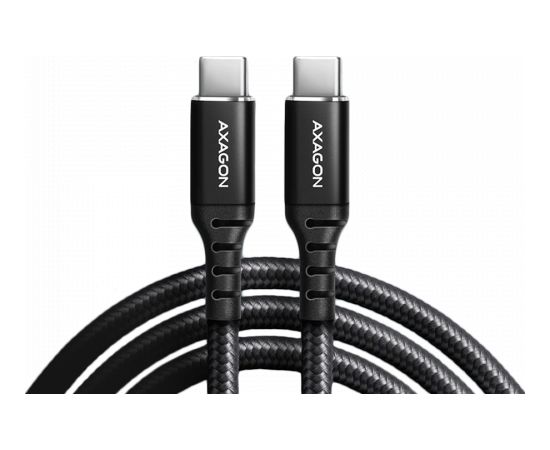 Axagon Data and charging USB 2.0 cable length 2 m. PD 60W, 3A. Black braided.