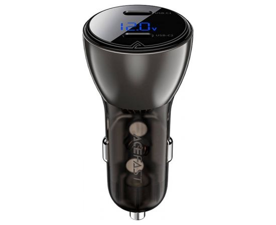 Car Charger Acefast B10 60W, USB-C + USB-C, with display (black) Автомобильные зарядные устройства