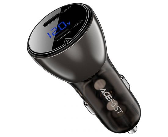 Car Charger Acefast B10 60W, USB-C + USB-C, with display (black)