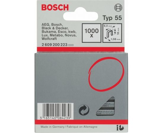 Skavas Bosch 2609200223; 6,0x18 mm; 1000 gab.; tips 55