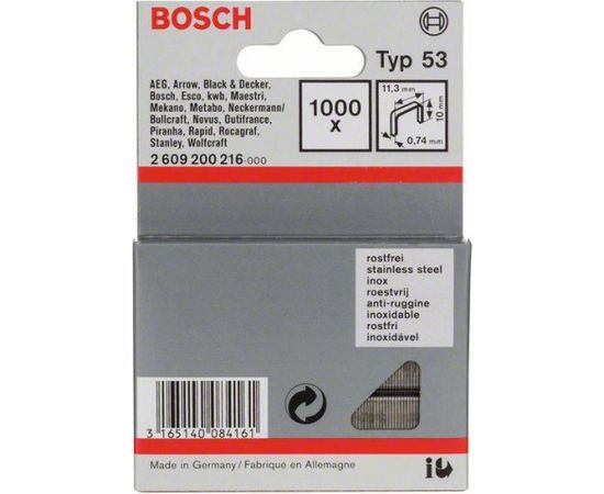 Skavas Bosch 2609200216; 11,4x10 mm; 1000 gab.; tips 53