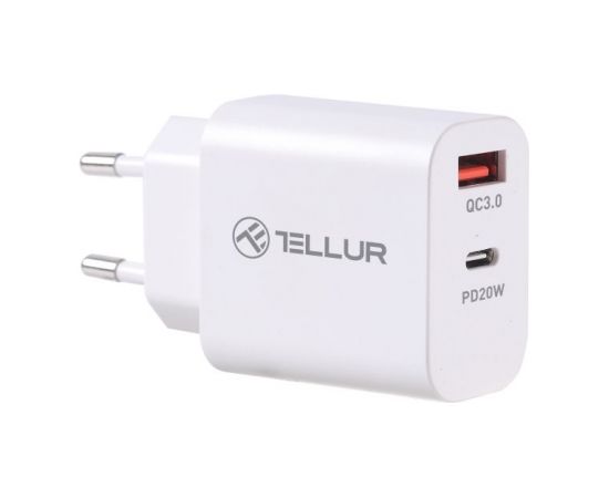 Tellur Dual Port Wall Charger PDHC PD 20W + QC3,0 18W White