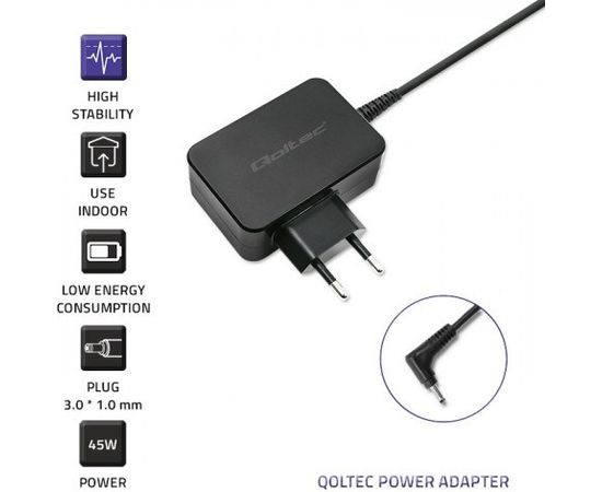 Qoltec 51032 power adapter/inverter Indoor 45 W Black